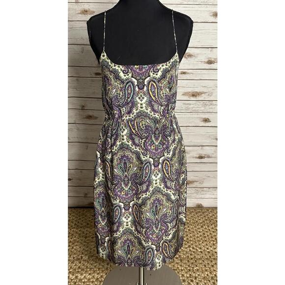 J. Crew Dresses & Skirts - J.Crew boho chic multicolored paisley spaghetti strap silk slip dress Size 2